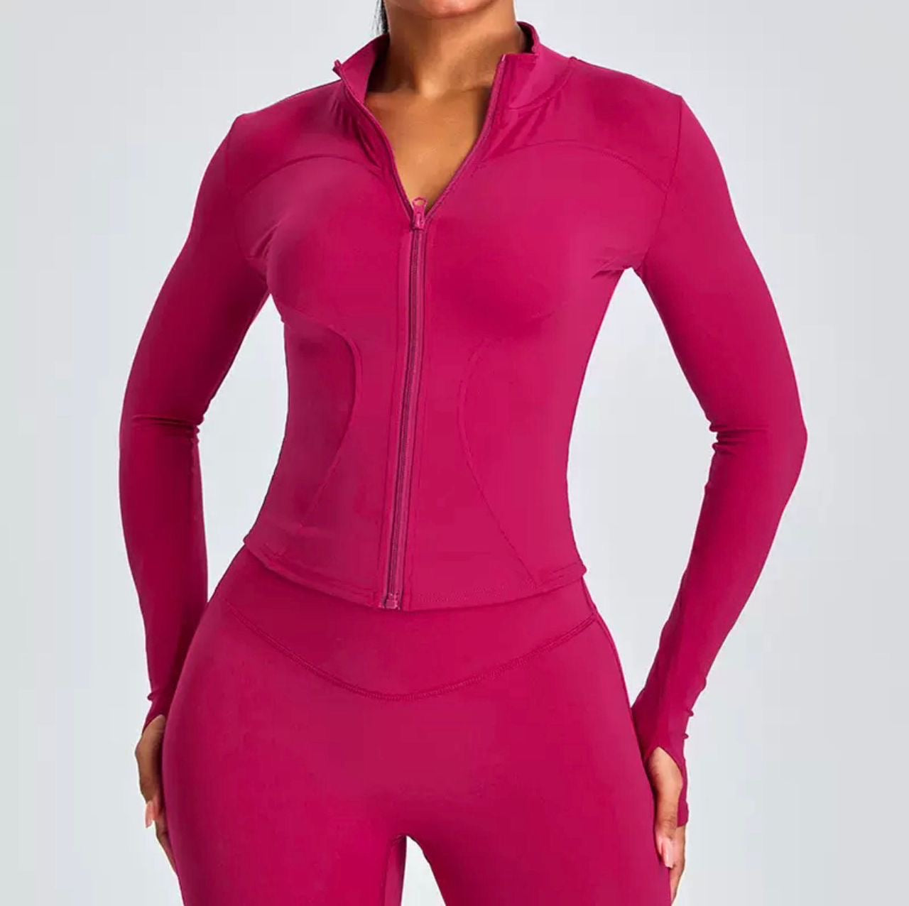 European and American Naked Slim Yoga Jacket Women's Autumn and Winter Long Sleeve Zipper Cardigan Slimming Sports Fitness
Clothes Top