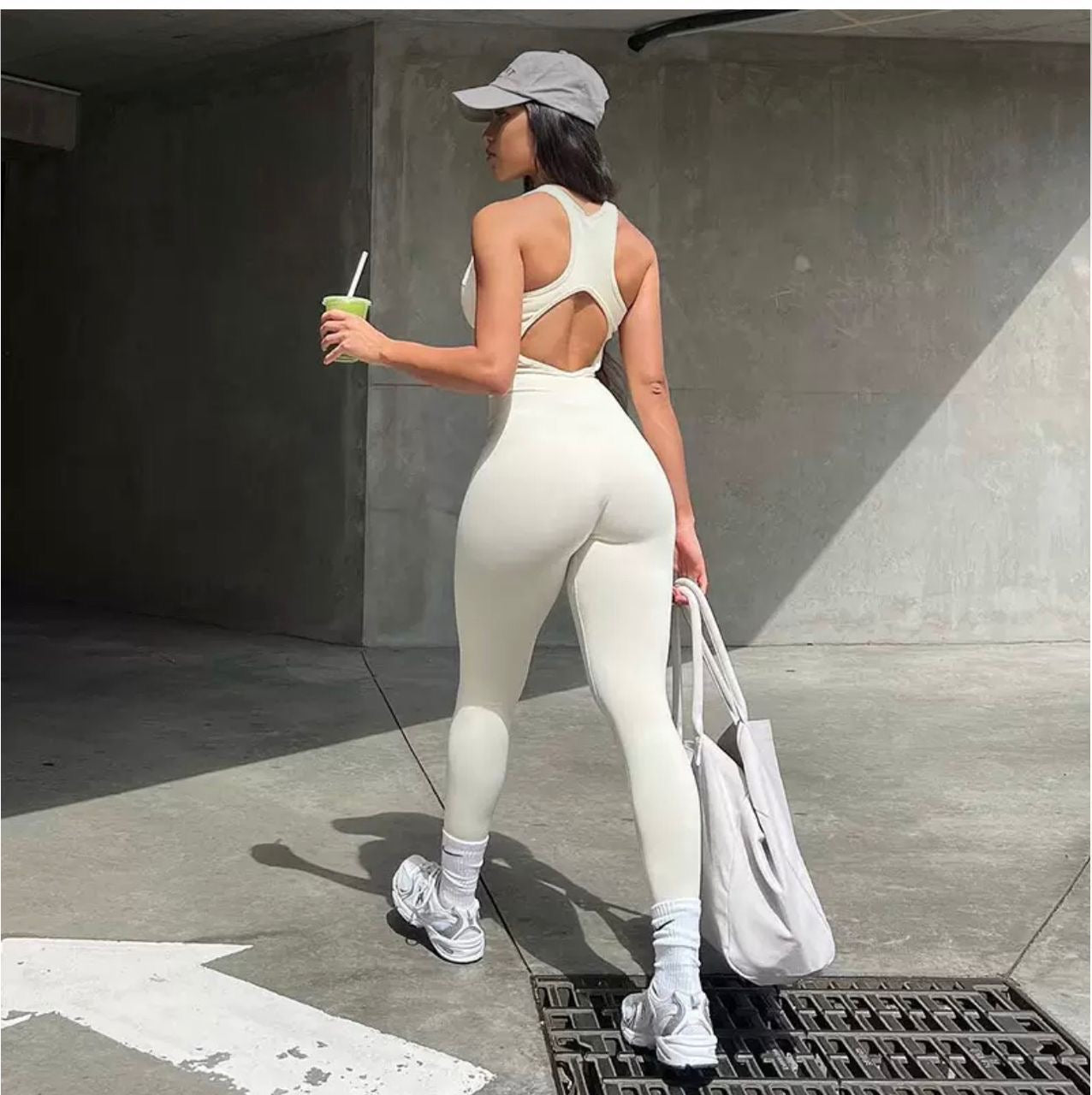 Fashion European and American Style Sports Women's Solid Color Yoga Pants Zipper Stitching Hollow Backless Tight Sleeveless
Pants